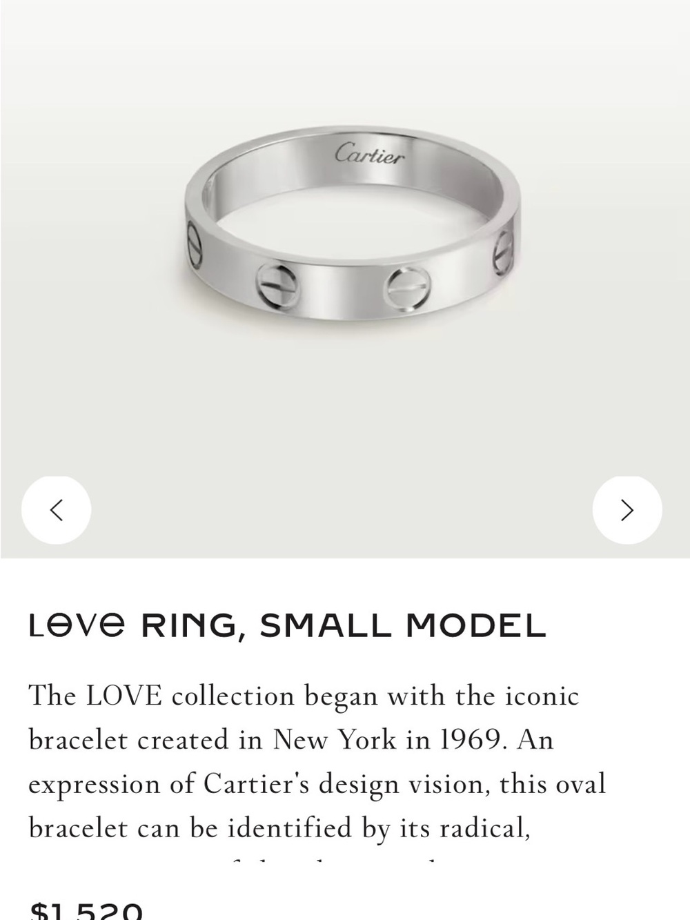 Authentic Cartier Love Band Ring
